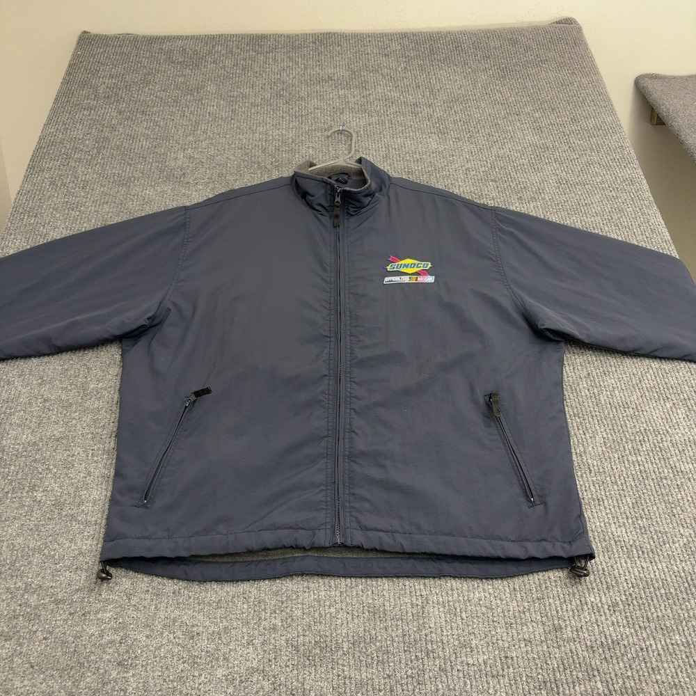NASCAR Time Out Jacket Mens XL Blue Nylon Sunoco Full Zip Racing Streetwear